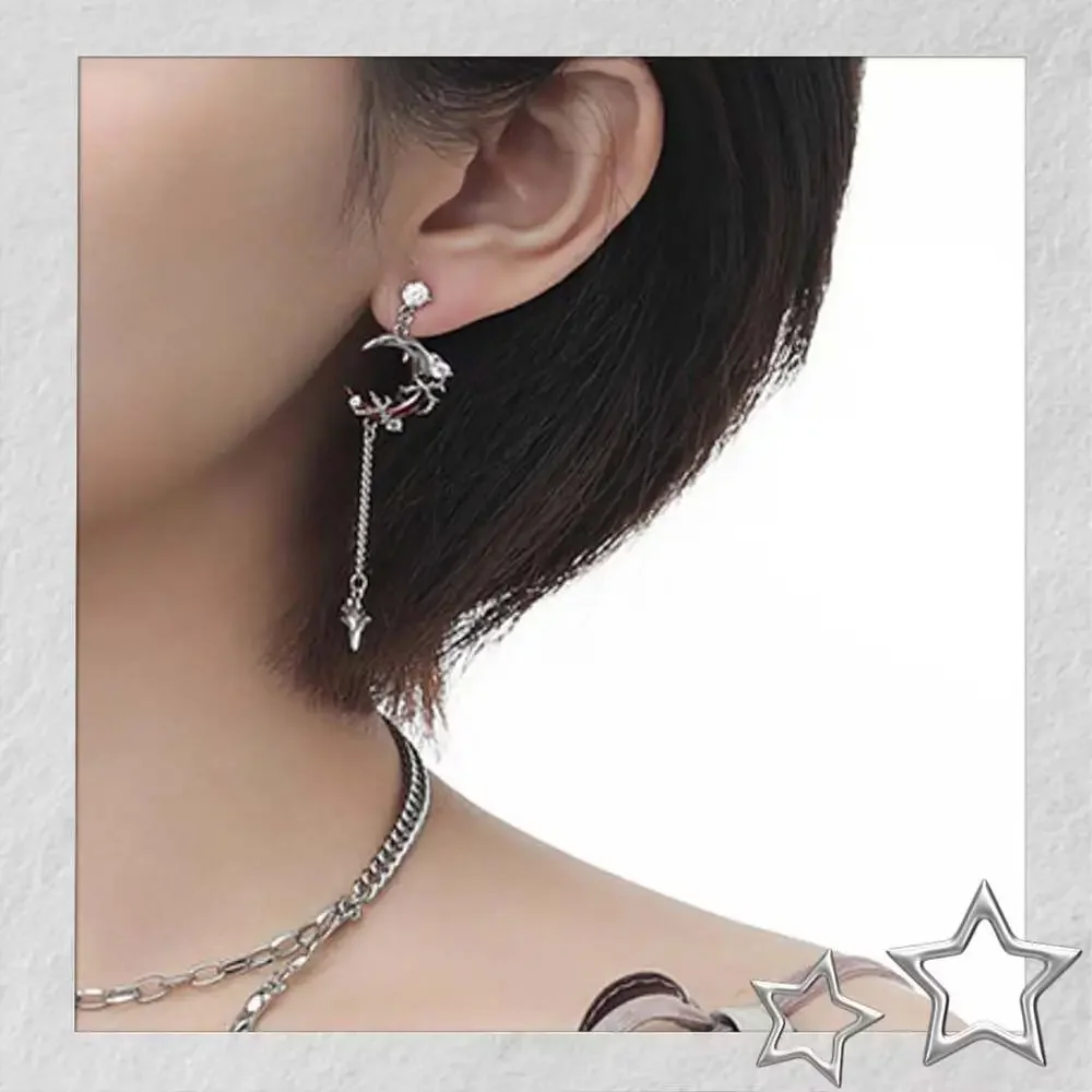 Sylus Inspired Blood Moon Earrings - Gothic Asymmetrical 925 Silver Pin Otome Je
